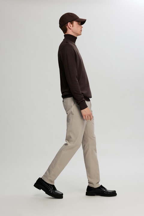 Selected Homme, Pantaloni drepti cu talie medie, Gri deschis