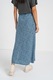 Pieces, Fusta cu model si slit frontal, Negru, Albastru prafuit, XL