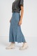 Pieces, Fusta cu model si slit frontal, Negru, Albastru prafuit, XL