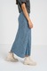 Pieces, Fusta cu model si slit frontal, Negru, Albastru prafuit, XL