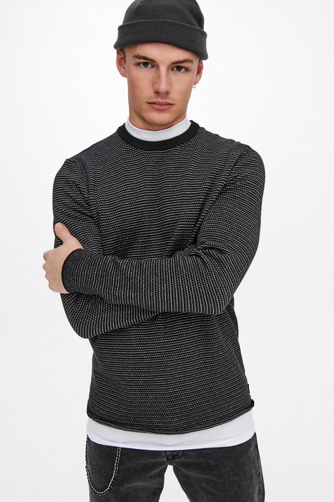 Only & Sons, Пуловер Niguel с овално деколте, Тъмносин