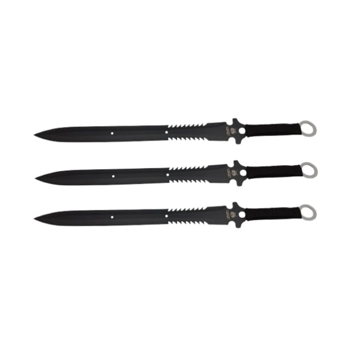 Set trei sabii de vanatoare DEPOX®, Last Ronin, maner textil, 68.5 cm, negru