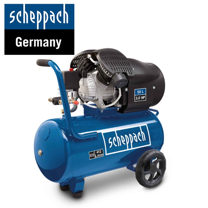 Компресор Scheppach, HC500, 50 л, 2200 W, Многоцветен