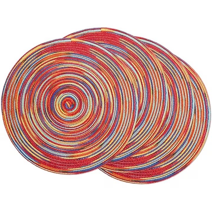 Set 4 suporturi farfurii, anti-arsura, material textil, multicolor