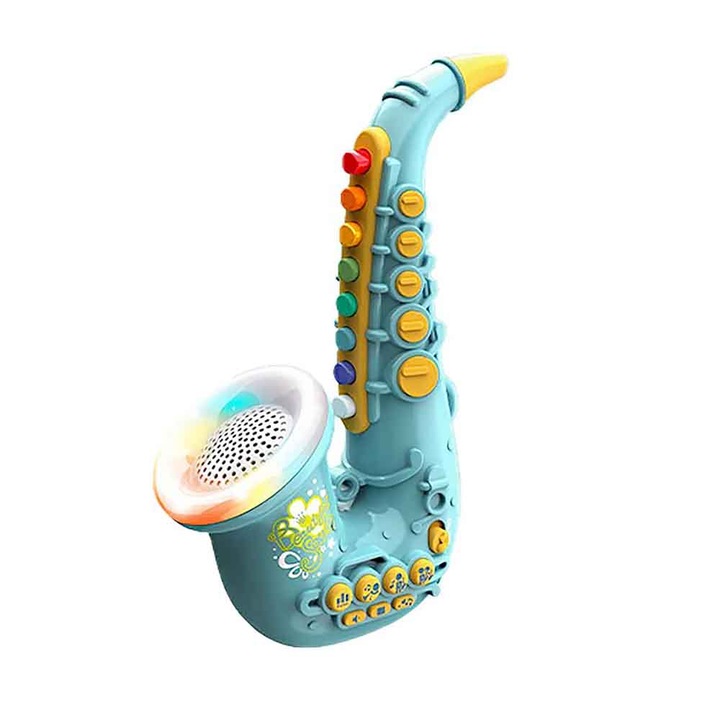 Gyerek szaxofon, Hanggal és fényekkel, 40x19, Zöld