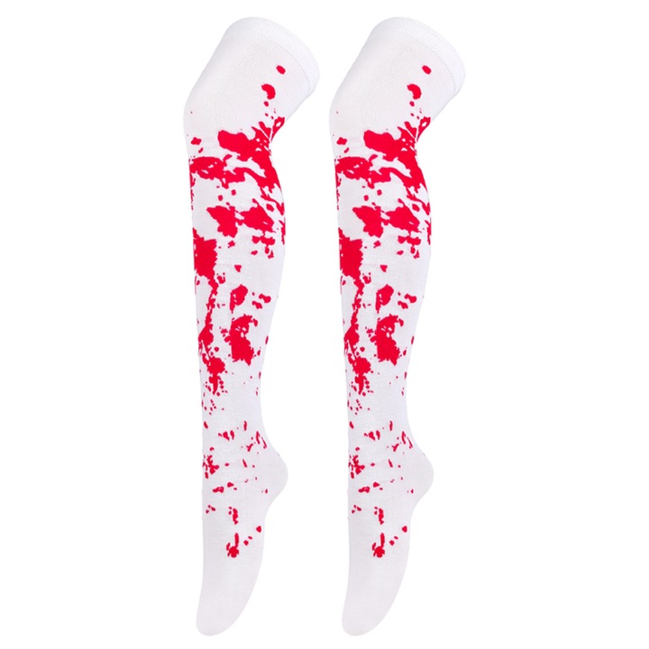 Ciorapi de petrecere Sunmostar, Halloween, poliester, albi, 65x9cm