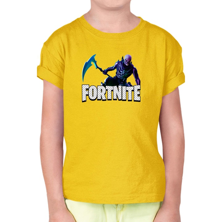 Tricou copii Fortnite Battle Royal OPT Fortnite Skull Trooper 3, Galben