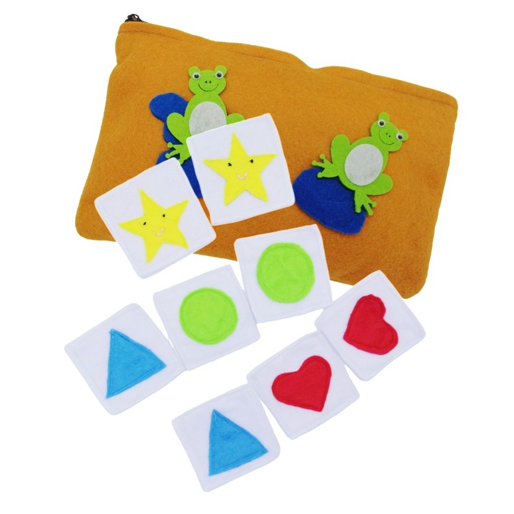 Puzzle interactiv cu forme geometrice din fetru, cu 8 piese