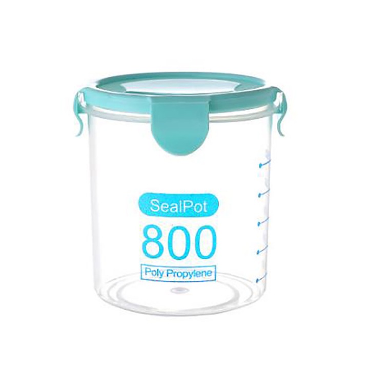 Set de cutii alimentare transparente, 800ml, protectie impotriva umezelii si prafului, culoare albastra