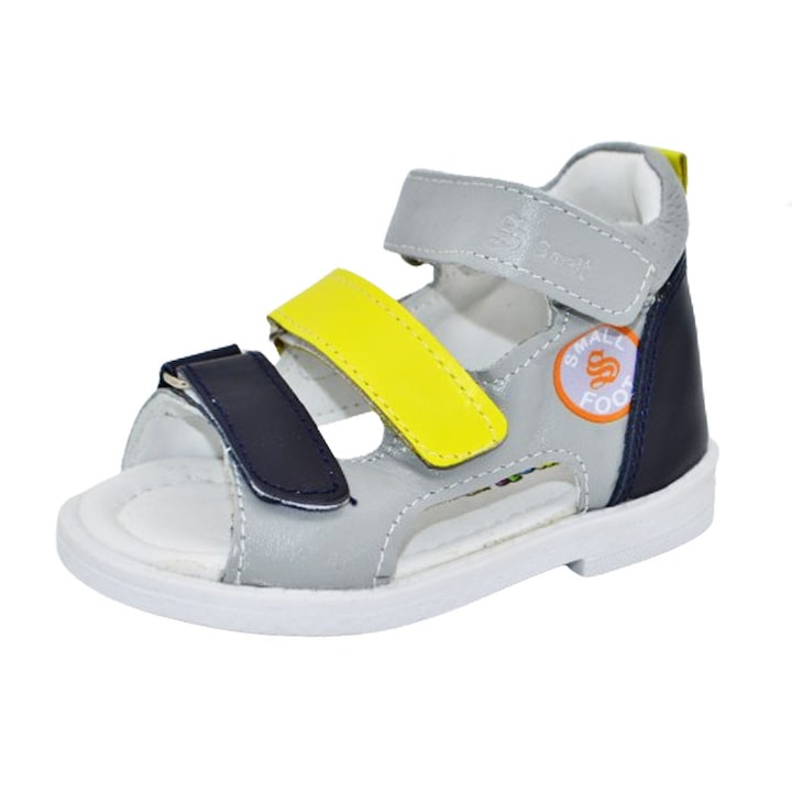 Ортопедични кожени сандали за момче Small Foot PBSF-07, Сиви 109494