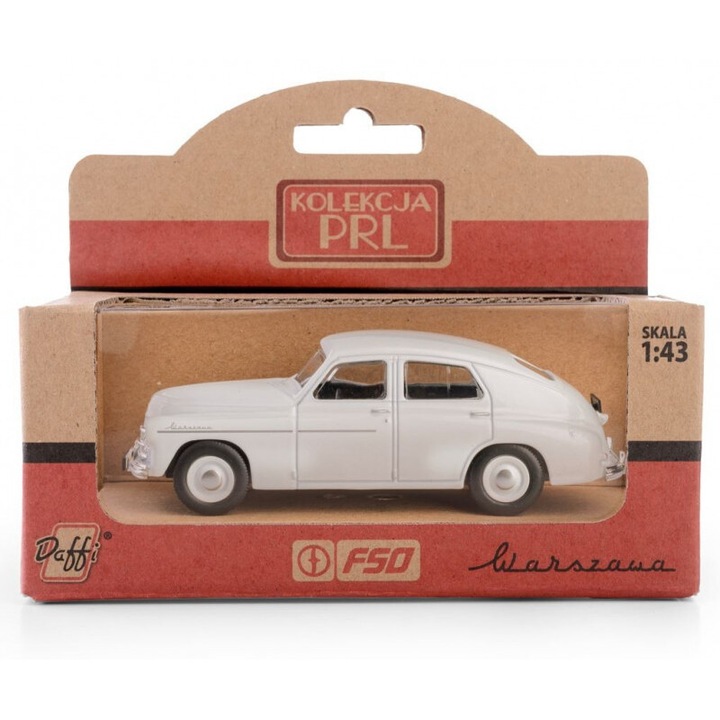 Daffi WARSZAWA M20 gyűjtőautó, fém/műanyag, fehér, 1:43 méretarányú, fehér