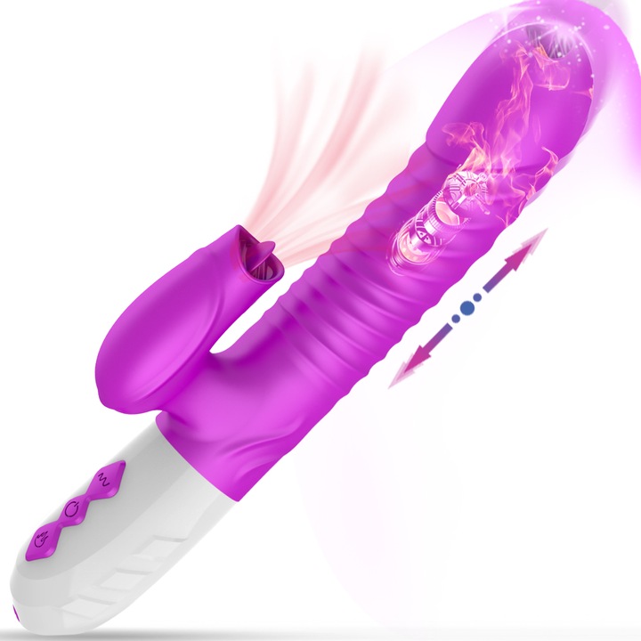 Vibrátor 7 rezgési és fűtési móddal, szilikon/ABS, vízálló, lila/fehér, 232x39x70mm