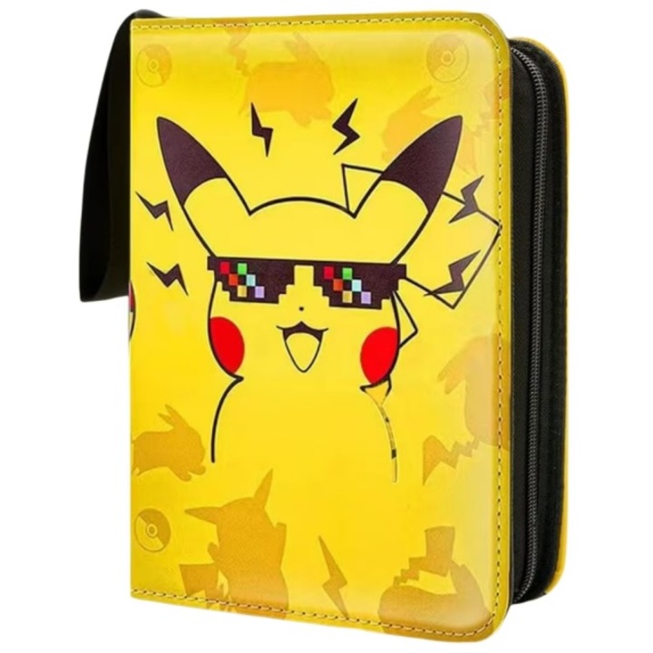 Album pentru carti Pokemon, 4 compartimente, impermeabil, rezistent la uzura, multicolor, 24.5x18x4.5cm