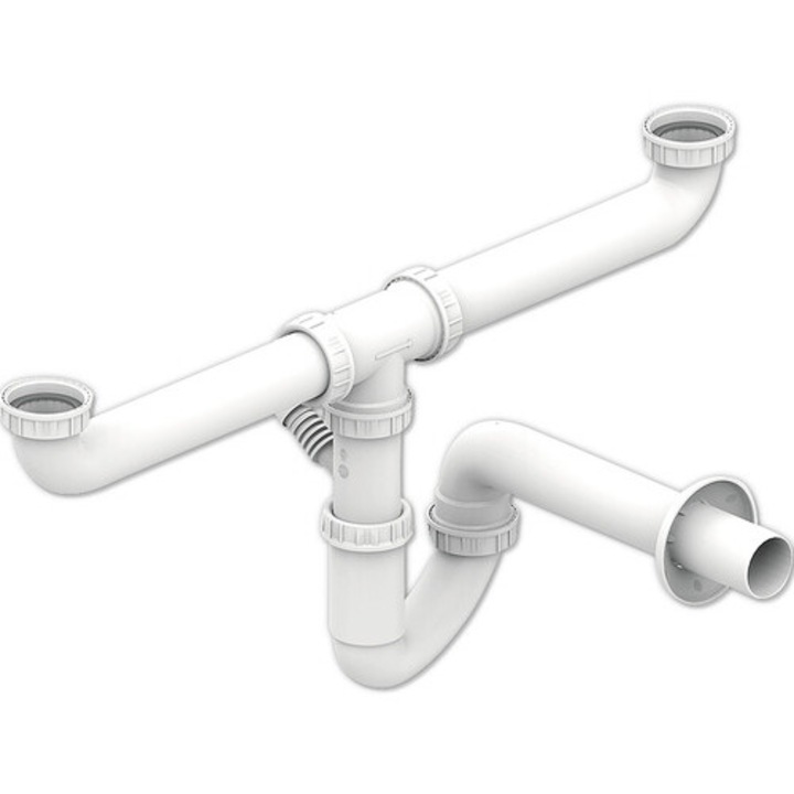 Sifon Chiuveta Dublu Easykit Ø40x1 1/2″ Cu Racord Pentru Masina De Spalat