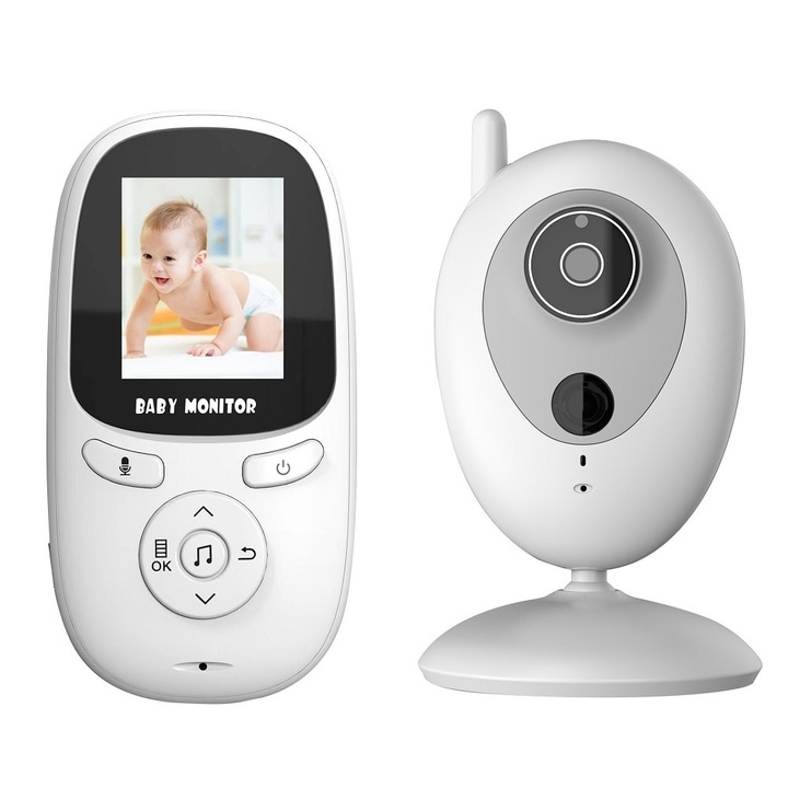 Babafigyelő, vezeték nélküli, éjjellátóval, telefonos kamerával, szobahőmérséklet-érzékelővel, R306, Fehér