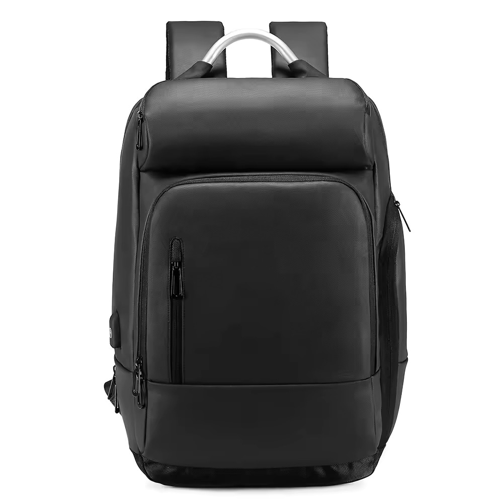 Rucsac laptop 15.6", business casual, impermeabil, cu port USB, GETICS, 30x15x48 cm, Negru