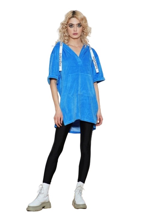 Bluza Hoodie Sky, Catifea, Albastru, XS INTL