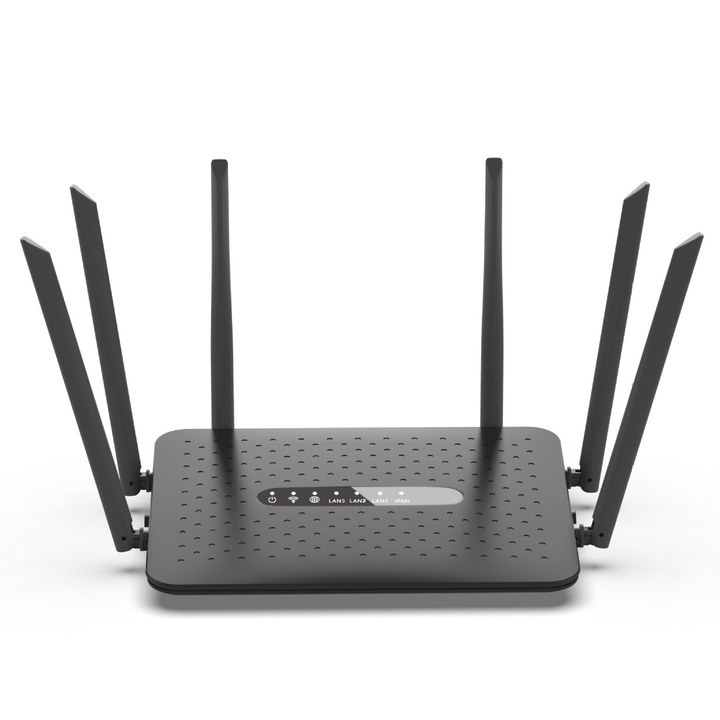 Безжичен рутер Golxmse, Gigabit 1200M, двулентов 5G, пълно покритие, черен, 25x17x19cm