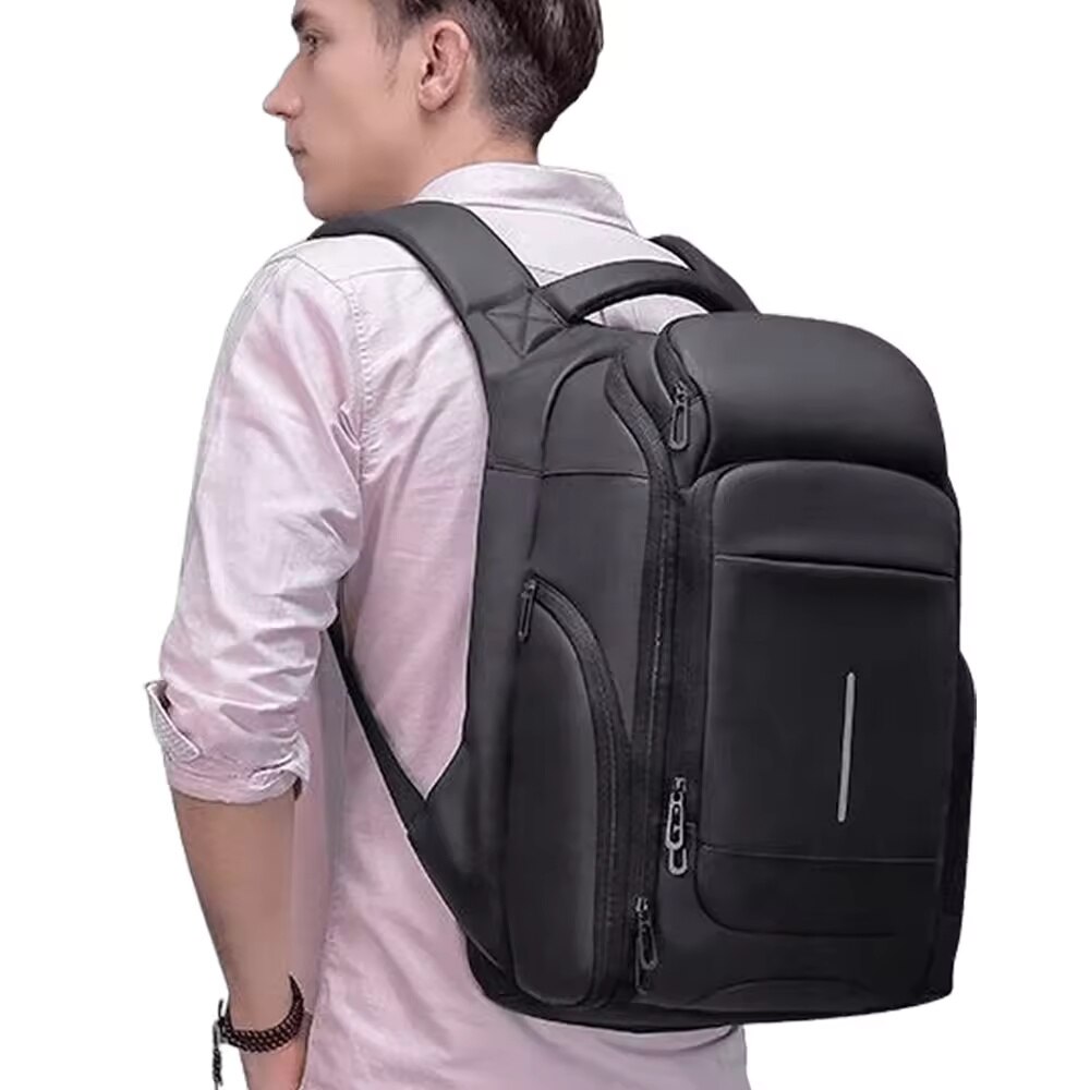 Rucsac laptop 15.6", business casual pentru calatorii, impermeabil, cu buzunar antifurt, GETICS, 32x18x47 cm, Negru