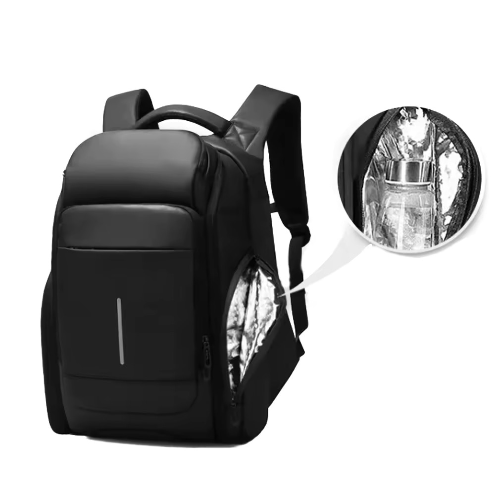 Rucsac laptop 15.6", business casual pentru calatorii, impermeabil, cu buzunar antifurt, GETICS, 32x18x47 cm, Negru