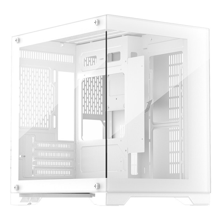 Компютърна Кутия 1stPLAYER Gaming MV5-TP, Cube-Tower, M-ATX/ITX, без захранване, бял цвят
