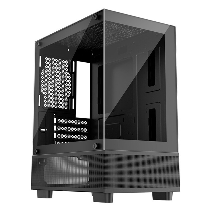 Кутия за компютър 1stPLAYER® Gaming MI2-A, Mini-Tower, M-ATX/ITX, без захранване, черен цвят