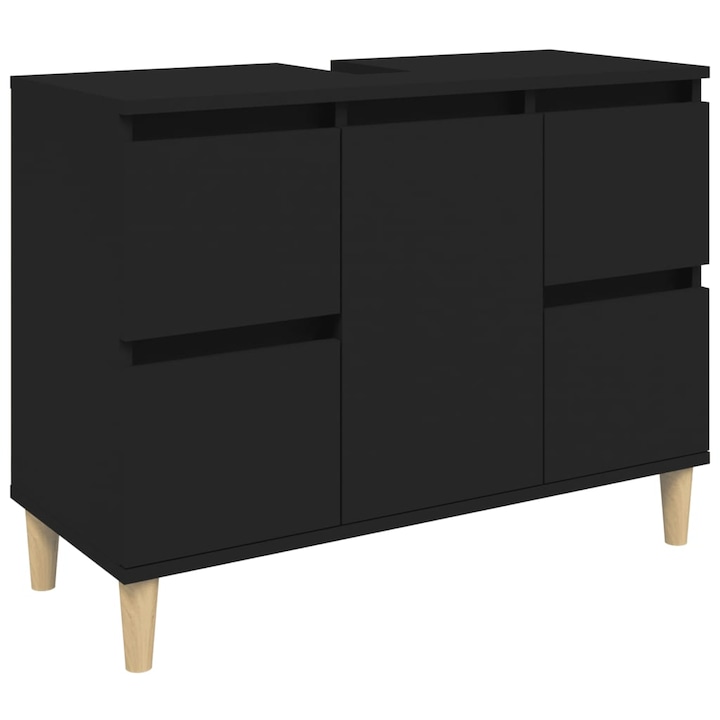 Dulap de chiuveta vidaXL, negru, 80x33x60 cm, lemn prelucrat, 22.8 Kg