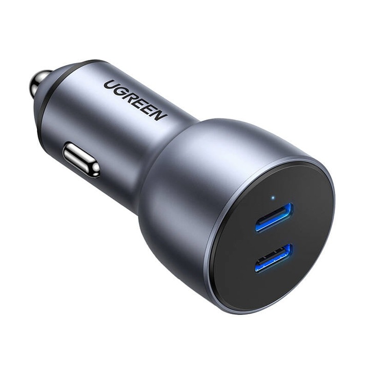 Ugreen autós töltő, 2x USB-C, 36W, szürke