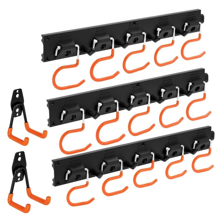 Set organizare si depozitare Niks, 3 sine, 15 carlige, portocaliu, 48 inches