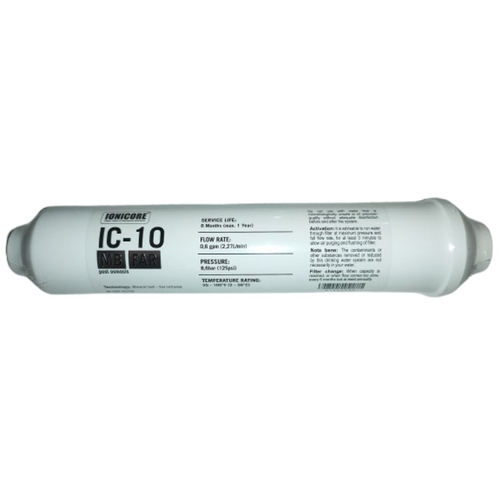 Биокерамичен филтър IN LINE Ionicore, размери 10"x2"5, за системи за филтриране и пречистване на вода