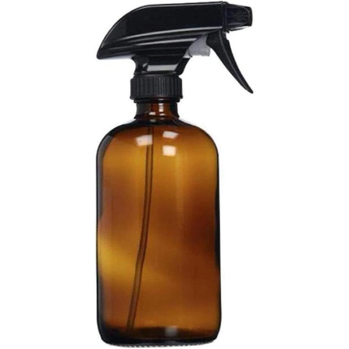 Стъклена бутилка с пулверизатор от кехлибарено стъкло, вместимост 250 мл/500 мл, оранжев цвят, устойчива на киселини и основи