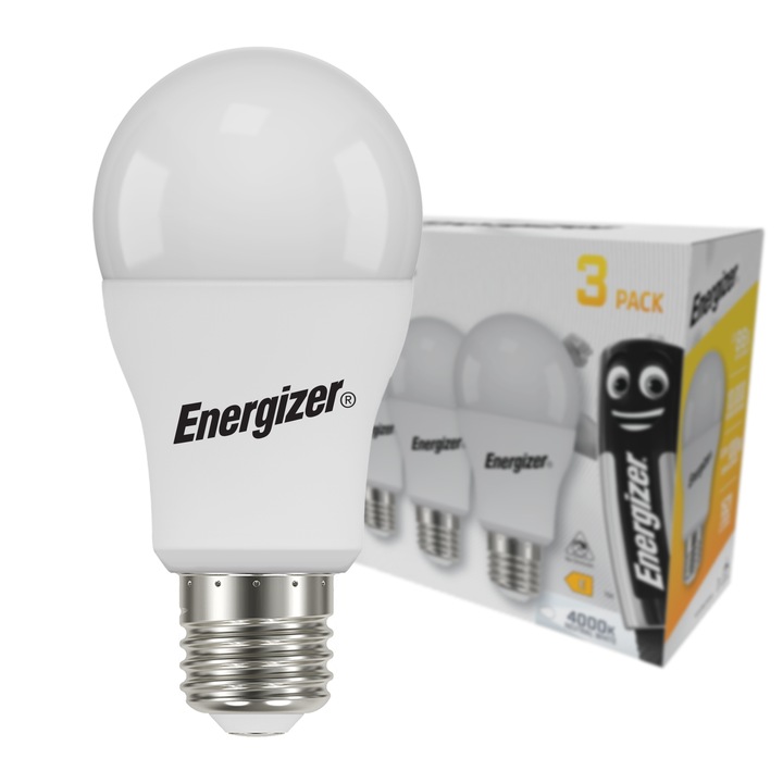 Комплект от 3 LED крушки, 13.8W, E27, 1521 lm, 4000 K, 100W еквивалент, Energizer