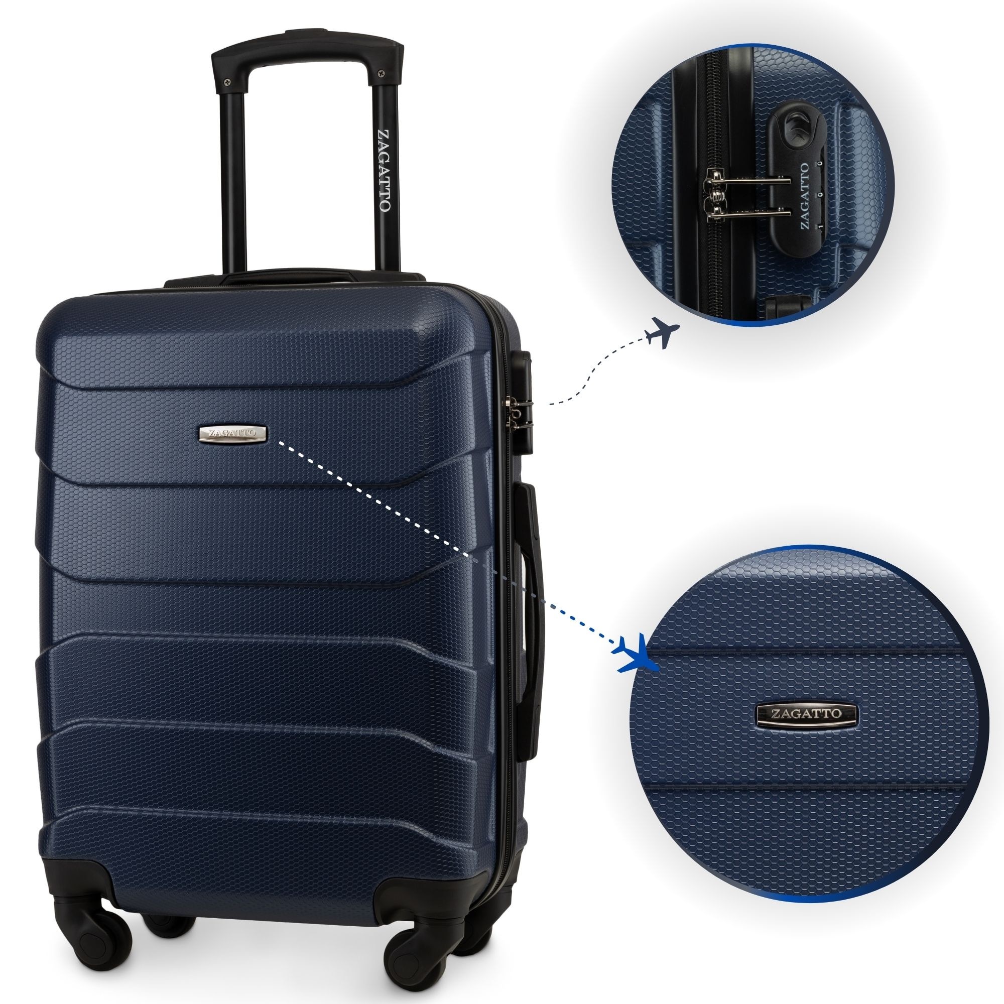 Troler cabina avion, Zagatto®, Albastru, 55x40x20 cm, Marime S ...