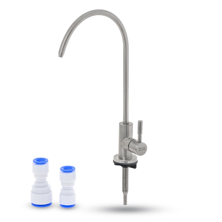 Baterie Air Tone Technology®️, Pentru filtre si purificatoare de apa, Din inox cu cartus ceramic, Conectare rapida de 1/4 si 3/8, Culoare Gri