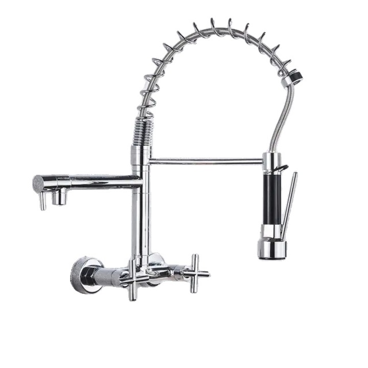 Konyhai csaptelep, Acél, Dupla fogantyú, Szürke