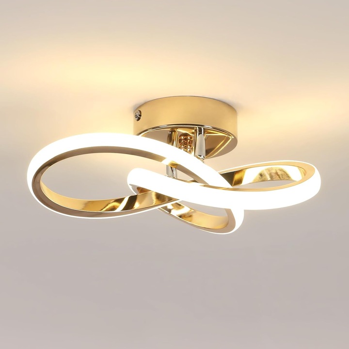 Plafoniera Led Moderna, Goeco, 22w 2500lm, Auriu, Pentru Sufragerie, Bucatarie, Hol, Alb Natural 4500K