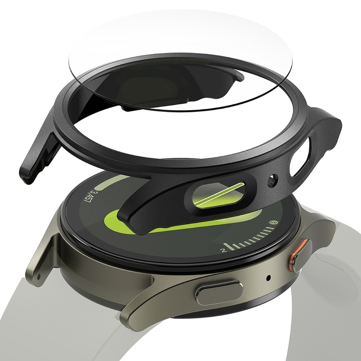 Ringke Slim fekete műanyag védő keret + üvegfólia - Samsung Galaxy Watch7 (44mm) okosórához