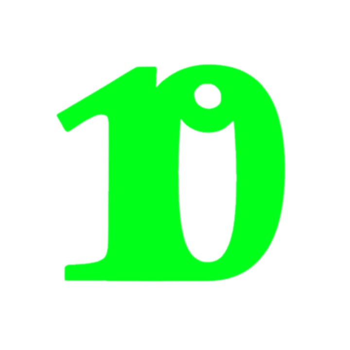 Breloc numar, "10", pensiuni,61 X 64 mm verde