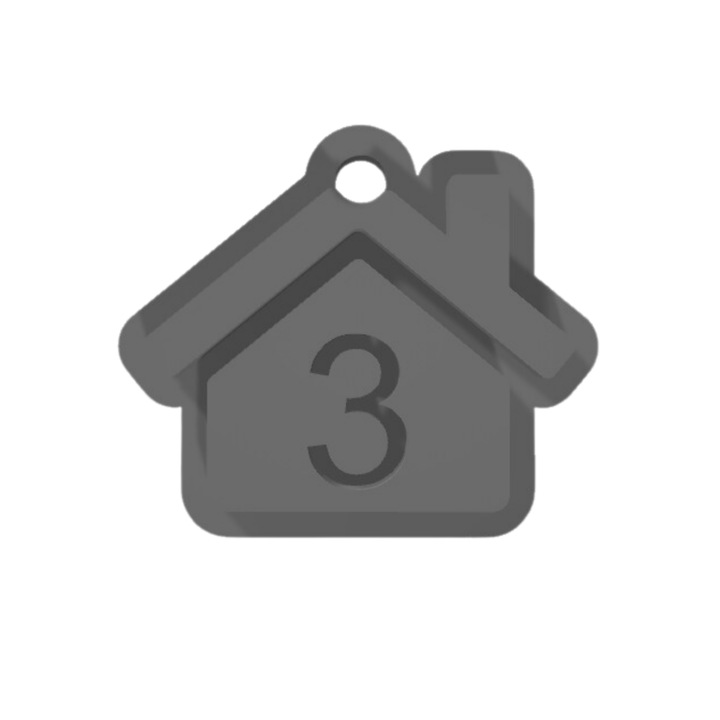 Breloc cifra, "3", pensiuni, hoteluri, 41 X 47 mm argintiu