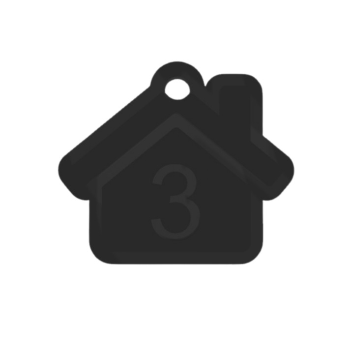 Breloc cifra, "3", pensiuni, hoteluri, 41 X 47 mm negru