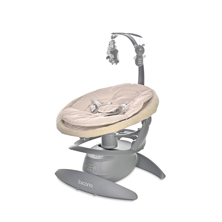 Leagan electric, Lorelli, Toscana, rotativ, panel muzical, telecomanda, Beige Dots