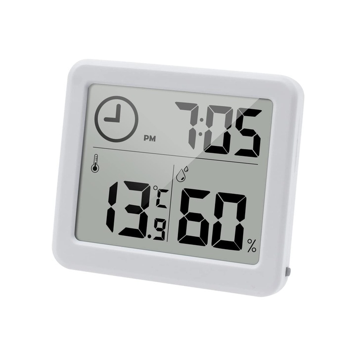 Стаен термометър и хигрометър, JENUOS®, 81×71×10mm, -10~70°C/°F, 20%~90%RH, 10s отчитане, професионален диапазон, бял