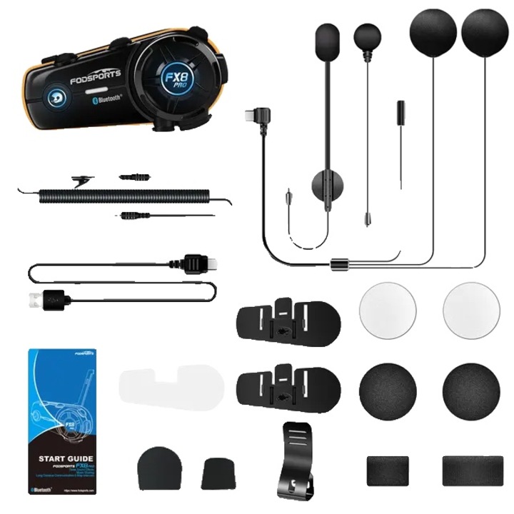 Interfon Moto, FX8 Pro, Bluetooth 5.0, Rezistent la Apa IP65, Autonomie Mare, Albastru Inchis