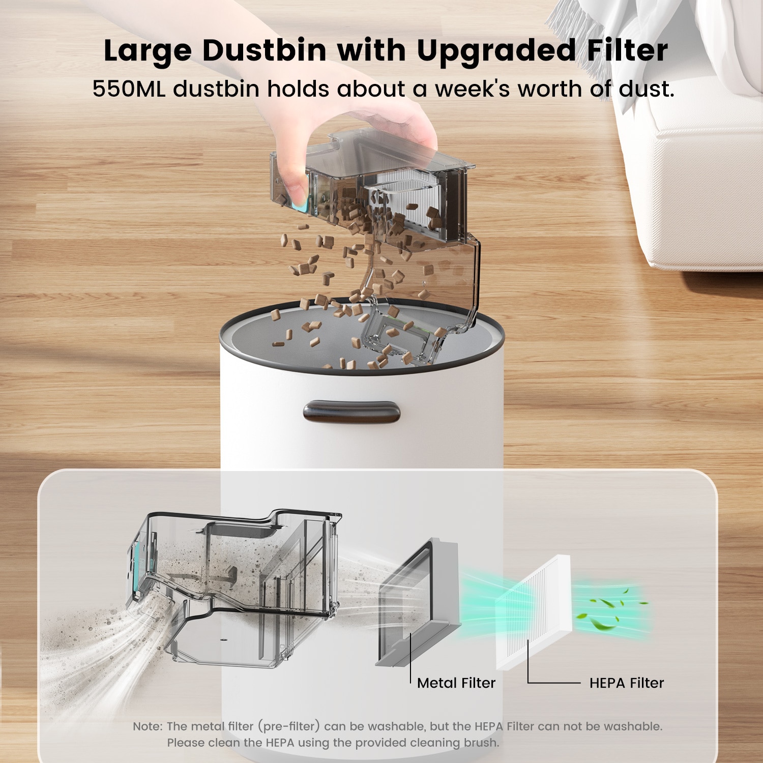 Aspirator robot Lefant M310 Aplicatie de autoincarcare/voce de 140 de minute Functioneaza cu Alexa, ideal pentru parul animalelor de companie, podele dure, covor scazut PreciSense Detect, ultra-subtire