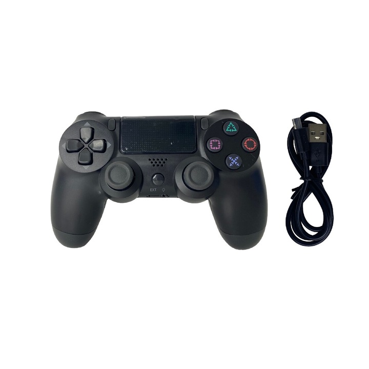Vezeték nélküli kontroller, PS4, PS-TV és PS Now, Double Shock – Touch Pad, sorozatkompatibilis IT-22, laptop, pad, telefon, rezgéssel, töltőkábel mellékelve, fekete, HAPPY JOKER®