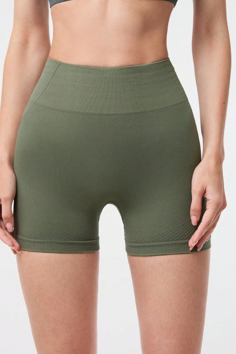 Colanti Scurti Cu Talie Inalta Elastica Pentru Yoga, Antrenament, Casual, Verde Inchis, Verde inchis