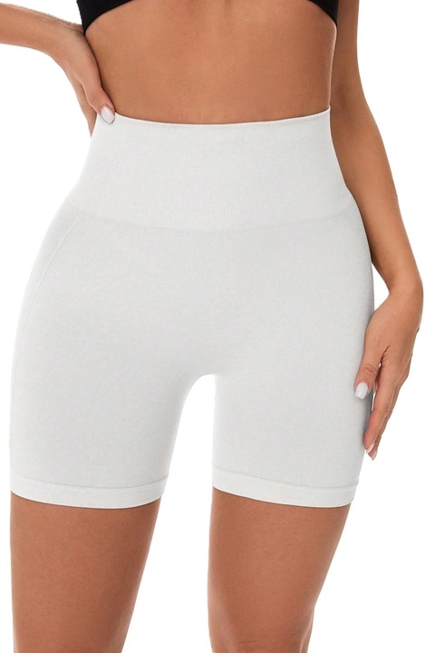 Colanti Scurti Cu Talie Inalta Elastica Pentru Yoga, Antrenament, Casual, Alb, Alb