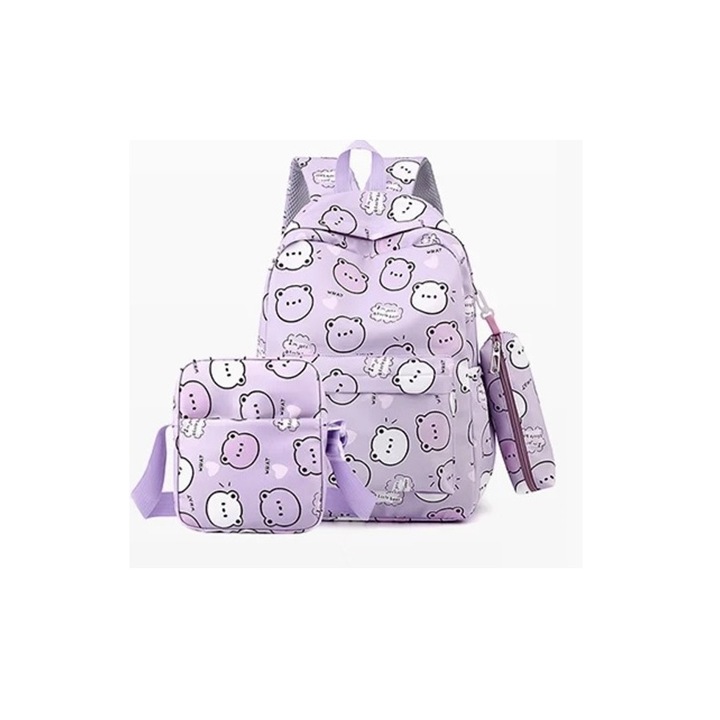 Rucsac scolar cu husa si penar, Bivacc, Material: Poliester OXFORD, Rezistent la apa, Sarcina maxima: 14 kg, Numar de buzunare: 3 (fata, 2x laterale), Violet