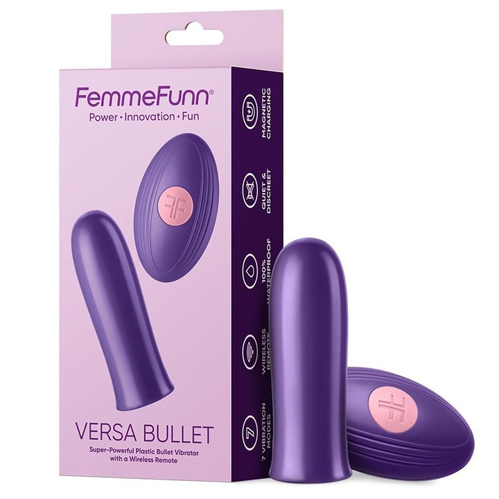 Вибратор Luka Versa Bullet, 7 вибрации, Безжичен, Лилав, 8.1x2.8cm