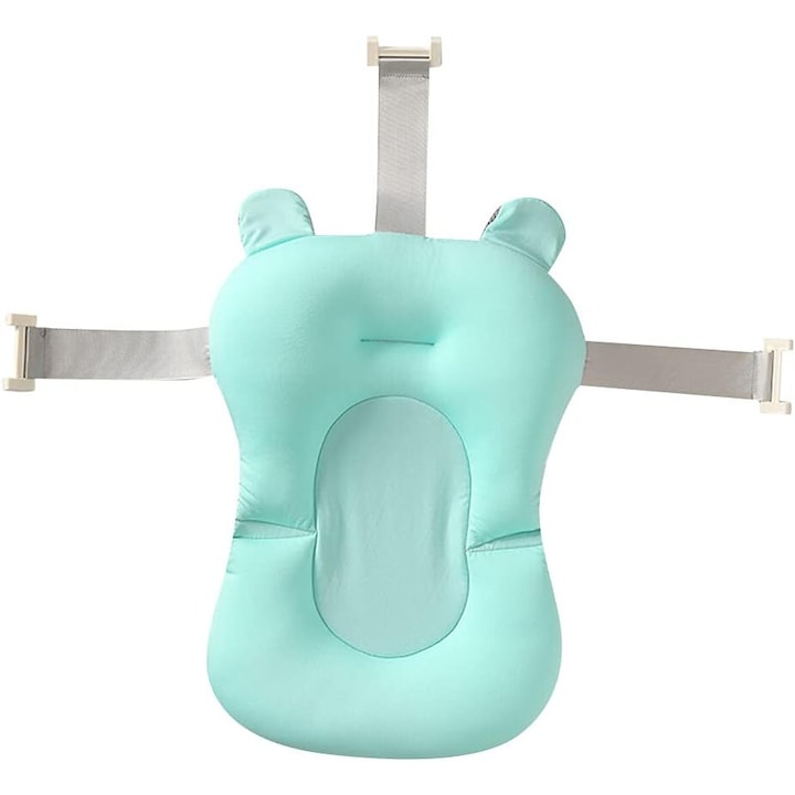 Saltea de baie pliabila pentru bebelusi, Stnqtsrv，suport ergonomic, antiderapanta, verde, 28x43cm